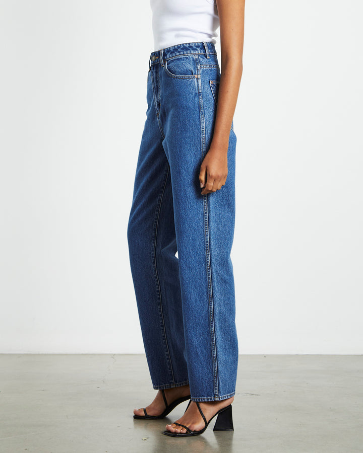 Neuw Denim Sade Baggy Crop Jean - 80s Blue - Mid Vintage Indigo