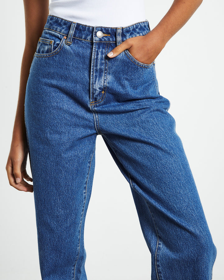 Neuw Denim Sade Baggy Crop Jean - 80s Blue - Mid Vintage Indigo