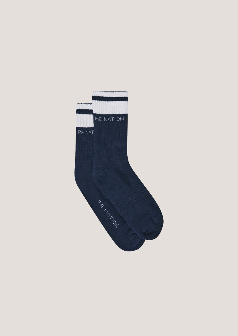 P.E Nation Homage Sock - Dark Navy/Optic White