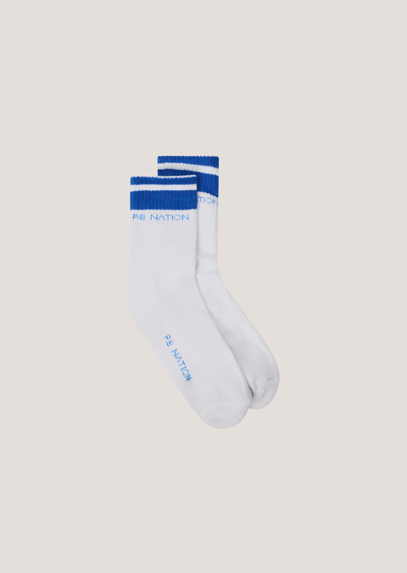 P.E Nation Homage Sock - Optic White/Royal Blue