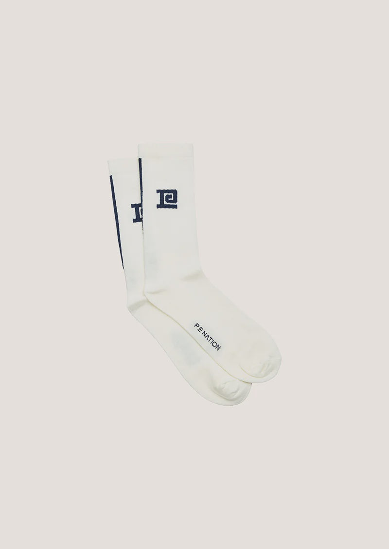 P.E Nation Homage/Medley Sock - Whisper White/Dark Navy