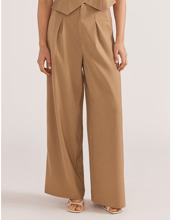Staple The Label Plaza Wide Leg Pant- Camel