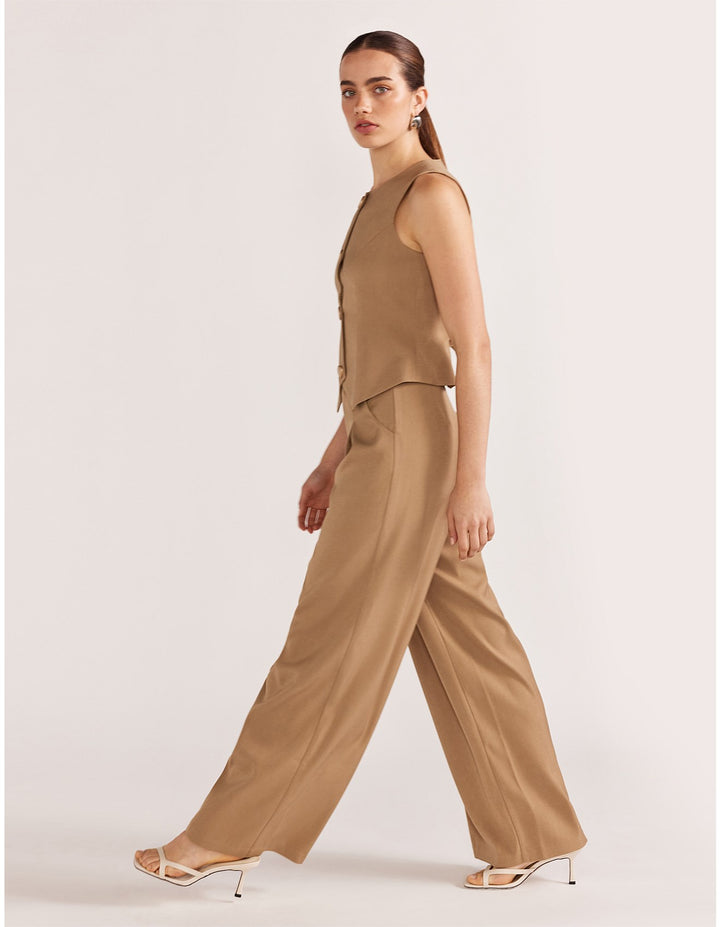 Staple The Label Plaza Wide Leg Pant- Camel
