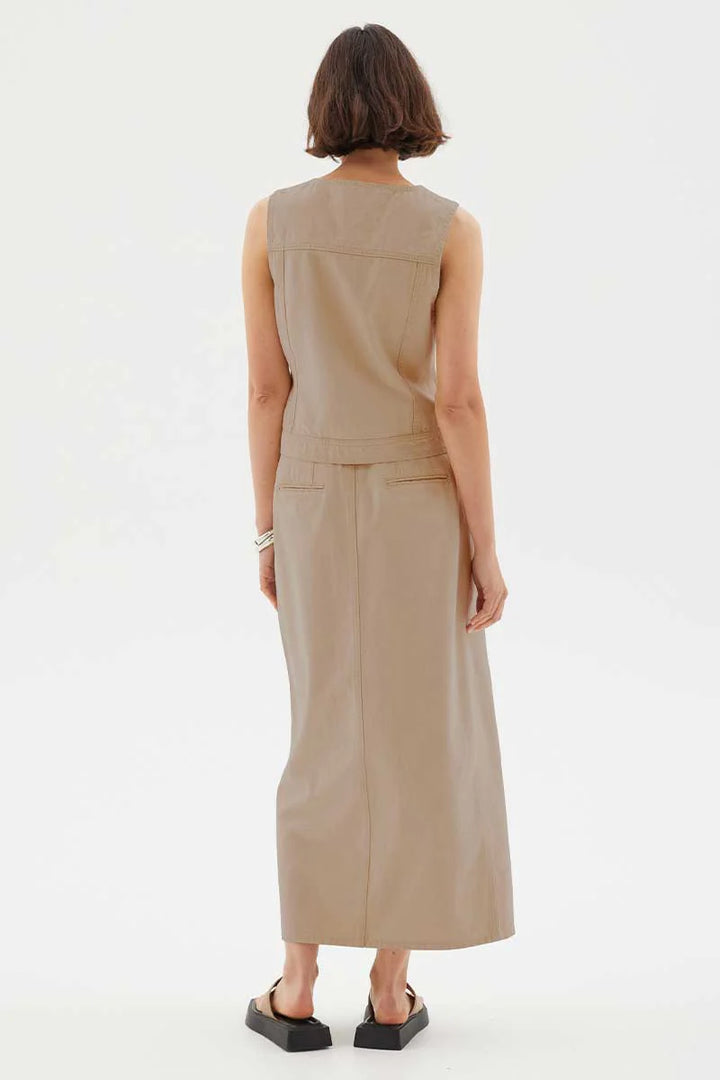 Sovere Theory Denim Maxi Skirt- Mocha