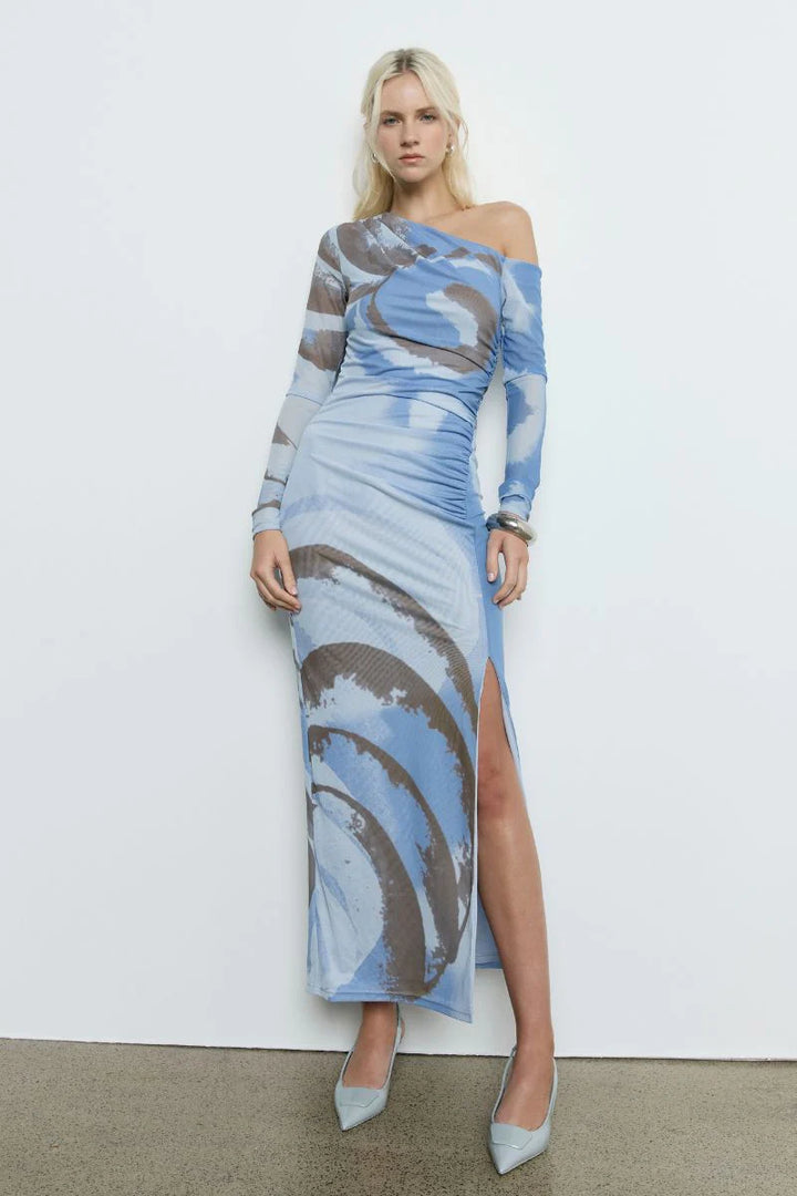 Sovere Whirl Mesh Longsleeve Dress - Slate