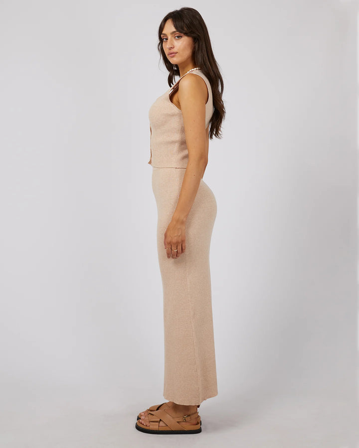 All About Eve Henley Knit Skirt - Oatmeal