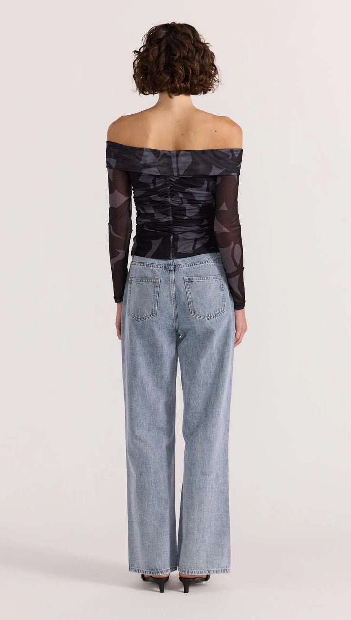 Staple The Label Aura Mesh Off Shoulder Top - Abstract