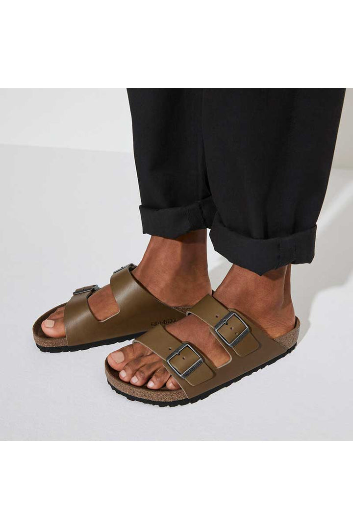 Birkenstock Arizona Vintage Wood Faded Khaki Natural Leather Regular