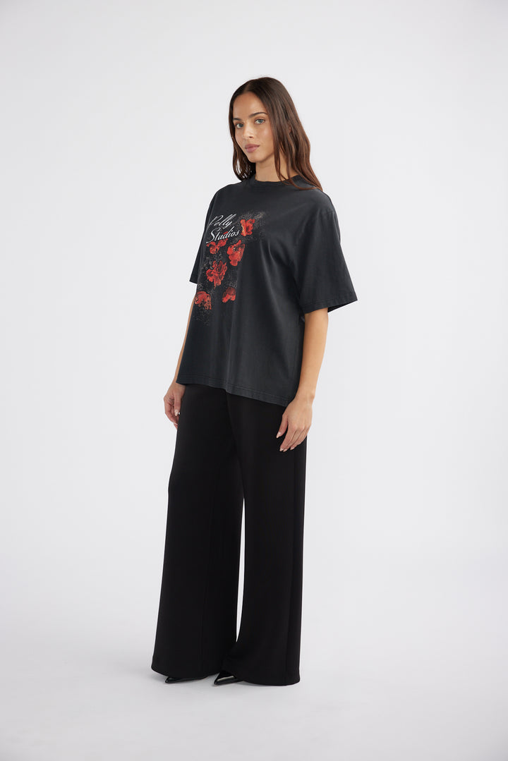 Ena Pelly Poppies Tee - Vintage Black