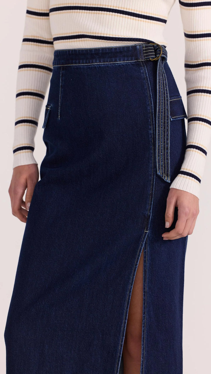 Staple The Label Lennox Denim Midi Skirt - Indigo