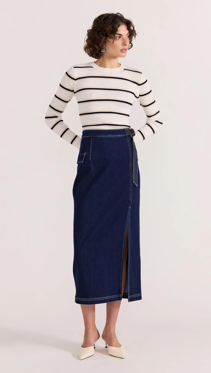 Staple The Label Lennox Denim Midi Skirt - Indigo
