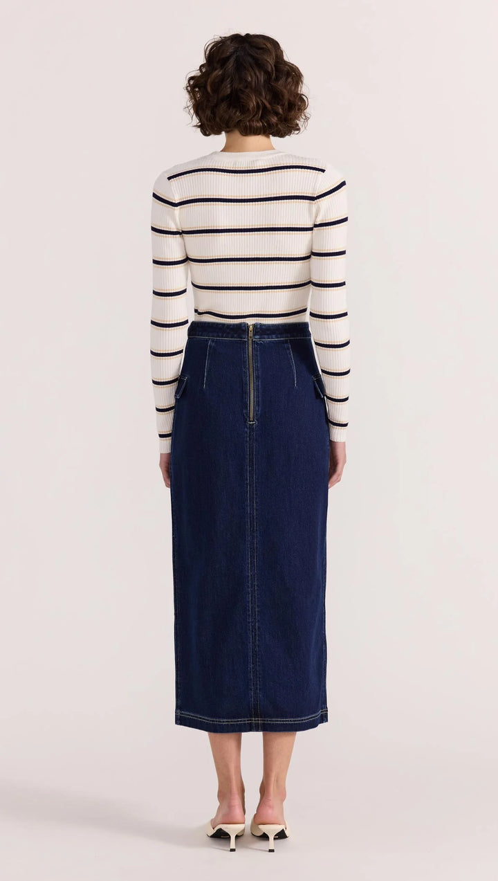 Staple The Label Lennox Denim Midi Skirt - Indigo