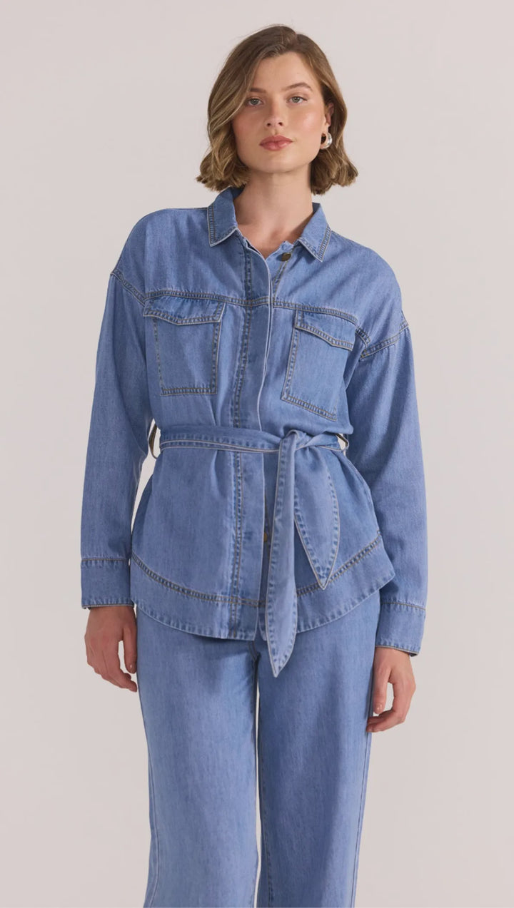 Staple The Label Lyla Shacket - Vintage/Blue