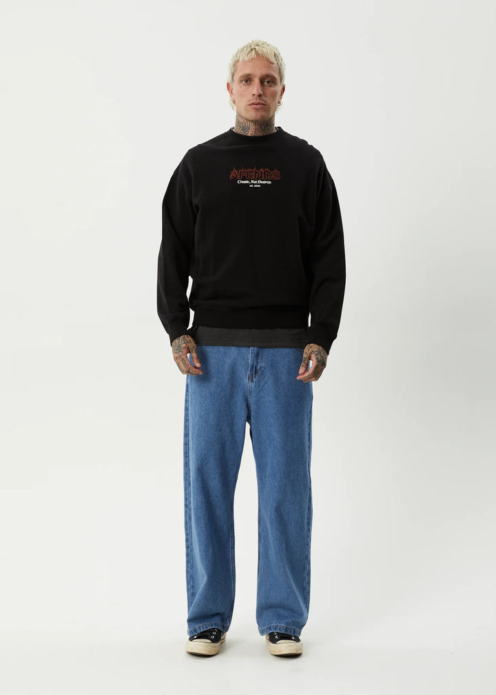 Afends Ember Crew Neck Jumper - Black