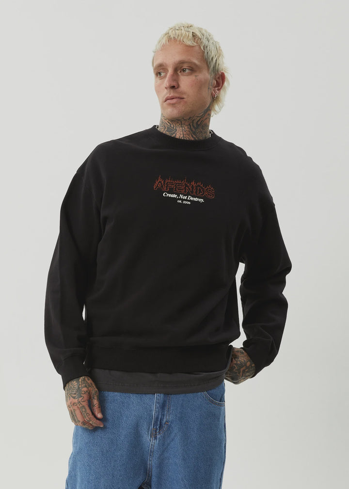Afends Ember Crew Neck Jumper - Black