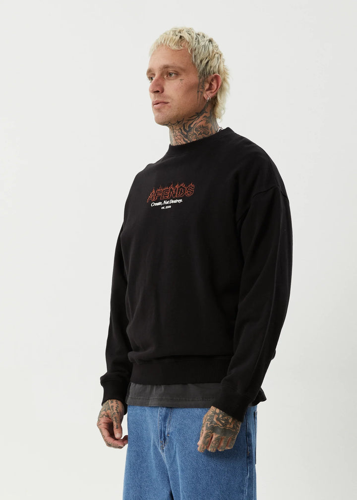 Afends Ember Crew Neck Jumper - Black