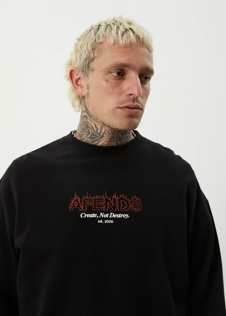 Afends Ember Crew Neck Jumper - Black