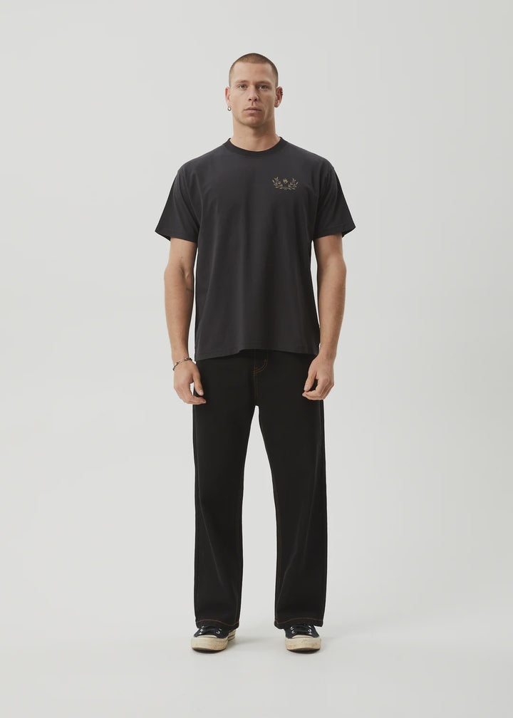 Afends Surf Related Recycled Boxy Fit Tee-Stone Black