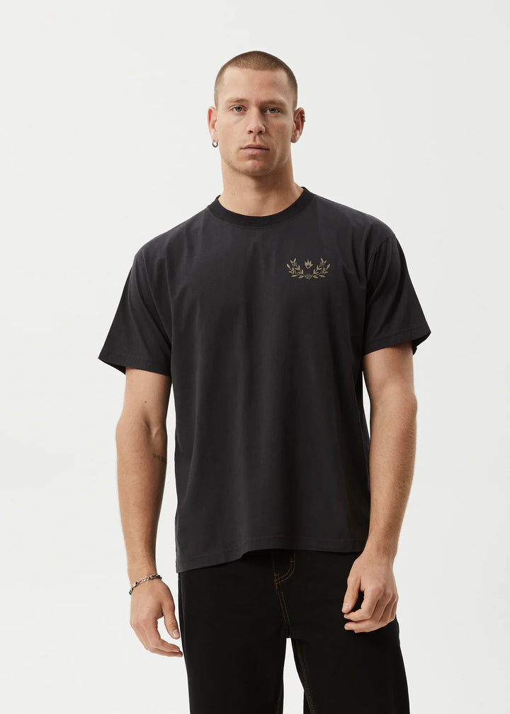 Afends Surf Related Recycled Boxy Fit Tee-Stone Black