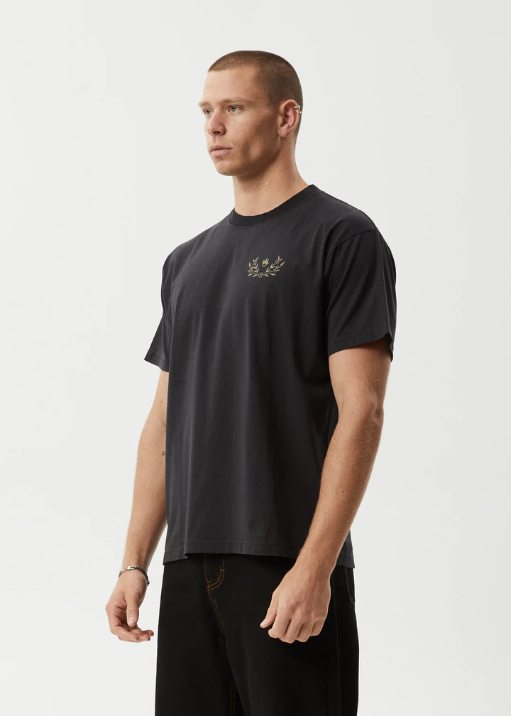 Afends Surf Related Recycled Boxy Fit Tee-Stone Black