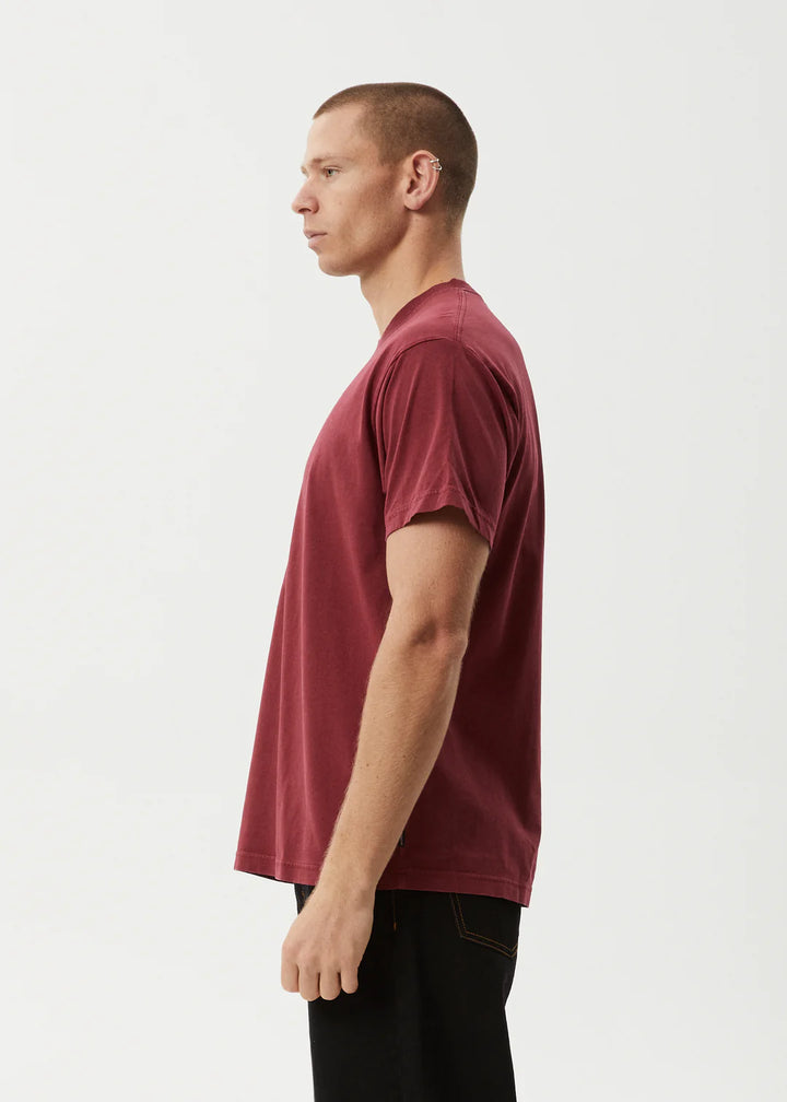 Afends Mace Life Recycled Boxy Fit Tee - Burgundy