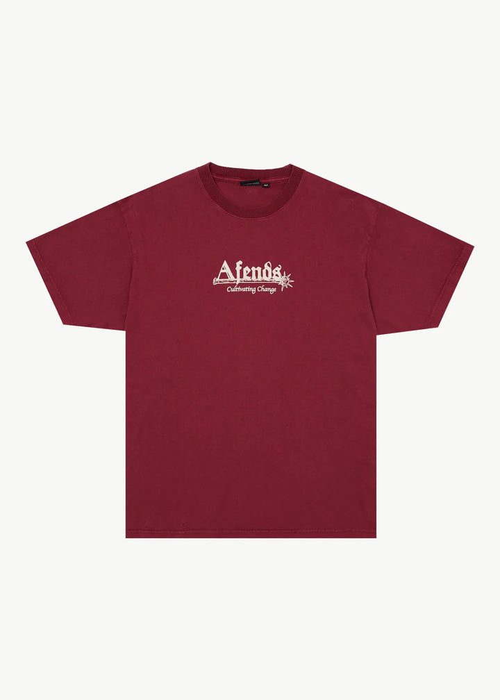 Afends Mace Life Recycled Boxy Fit Tee - Burgundy