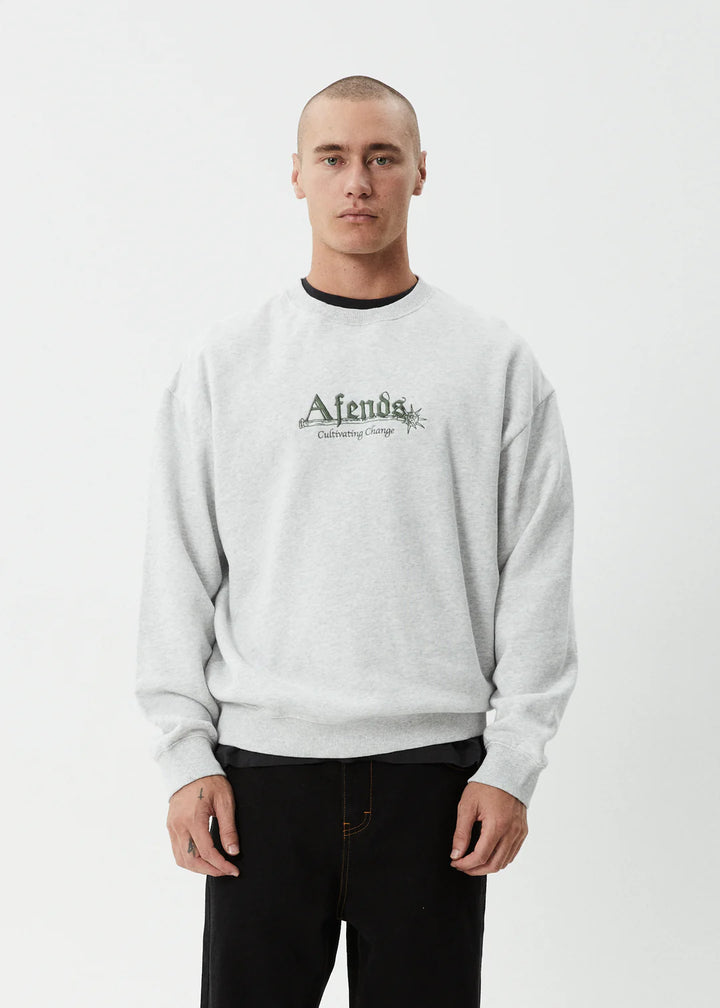Afends Mace Recycled Crew Neck - Grey Marle