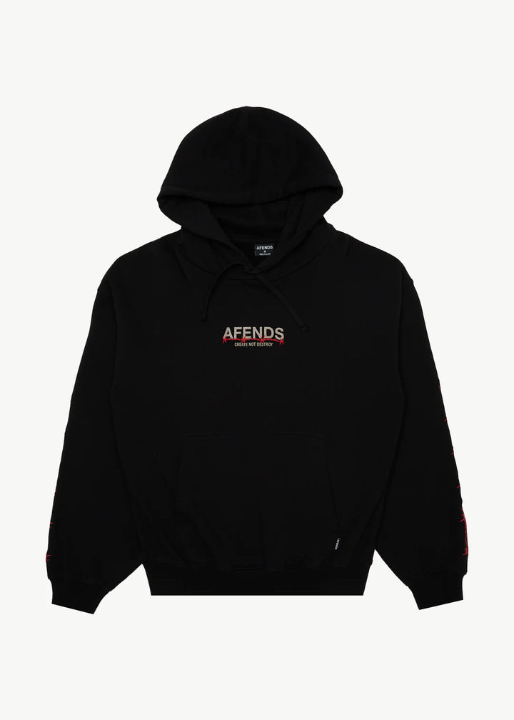 Afends Wired Recycled Boxy Pull On Hood - Black