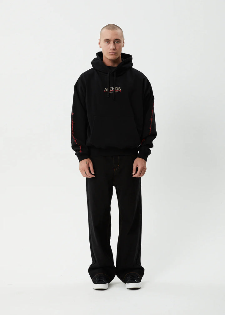 Afends Wired Recycled Boxy Pull On Hood - Black
