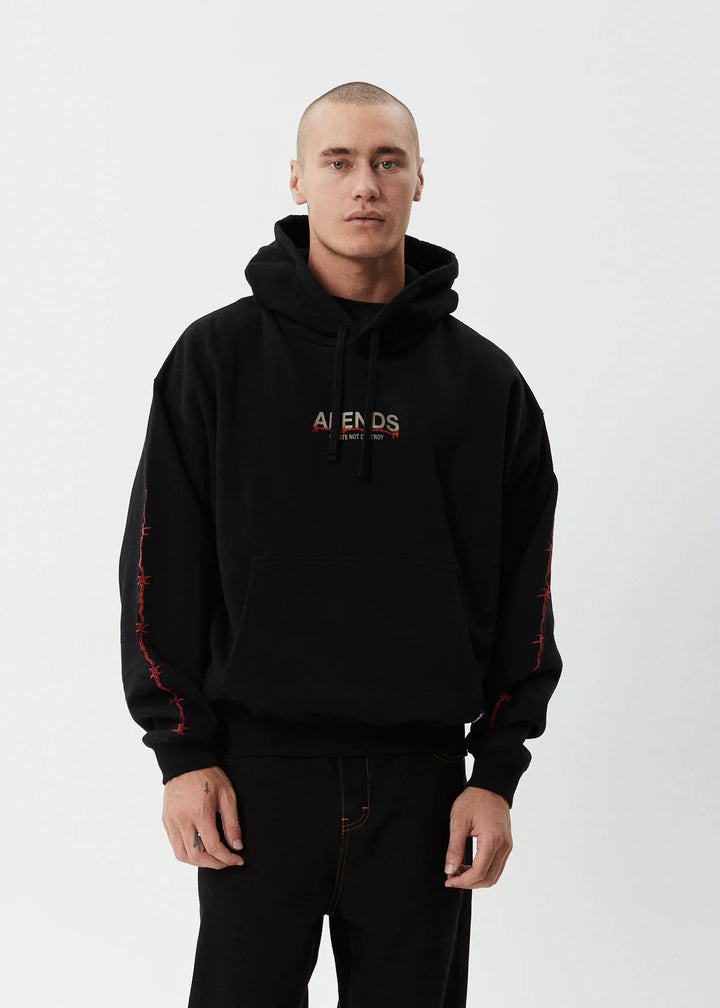 Afends Wired Recycled Boxy Pull On Hood - Black