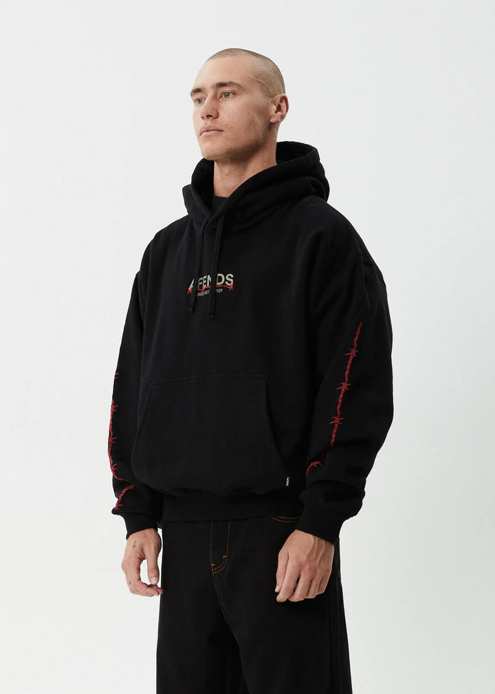 Afends Wired Recycled Boxy Pull On Hood - Black