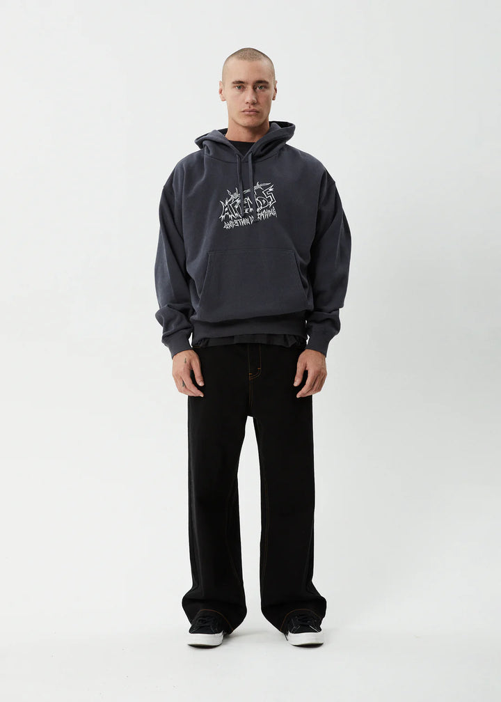 Afends Moments Recycled Boxy Pull On Hood - Charcoal