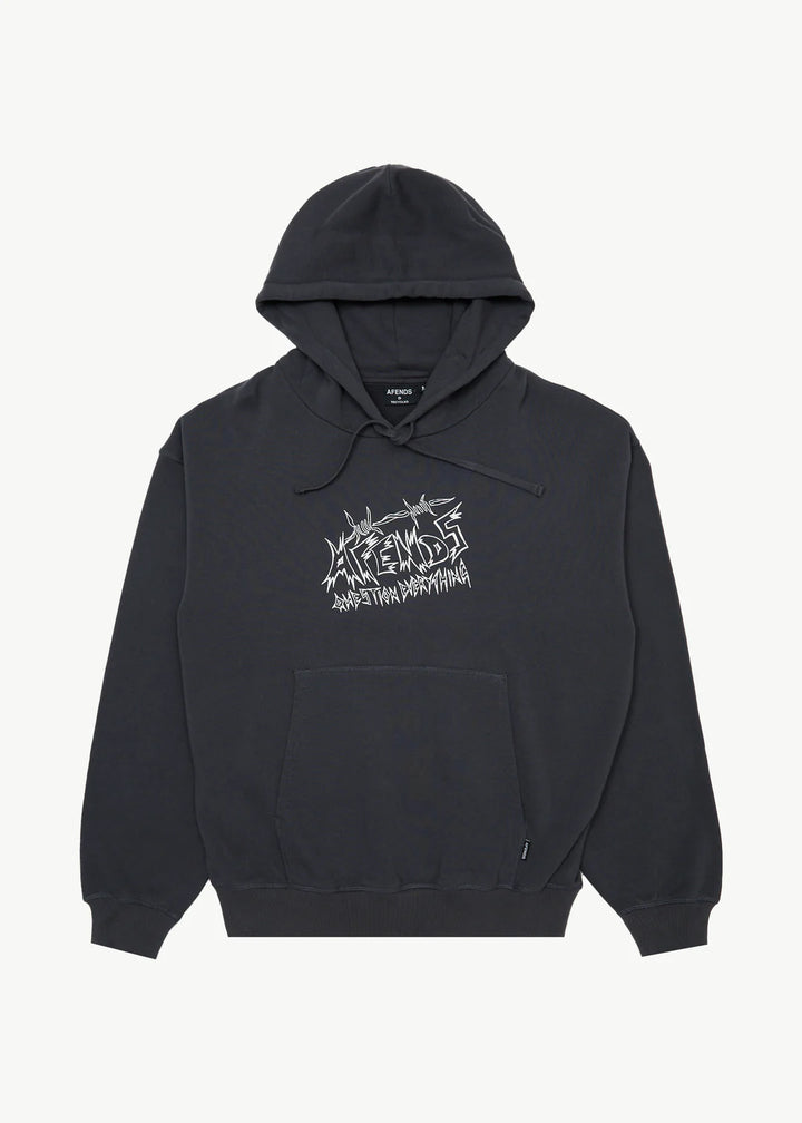 Afends Moments Recycled Boxy Pull On Hood - Charcoal
