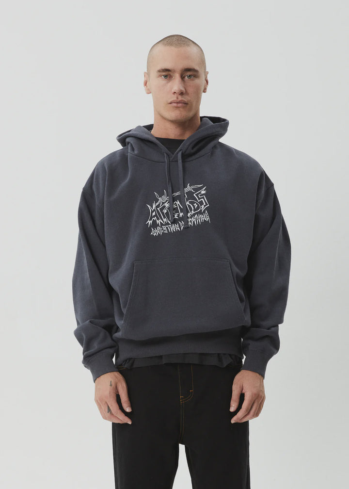 Afends Moments Recycled Boxy Pull On Hood - Charcoal