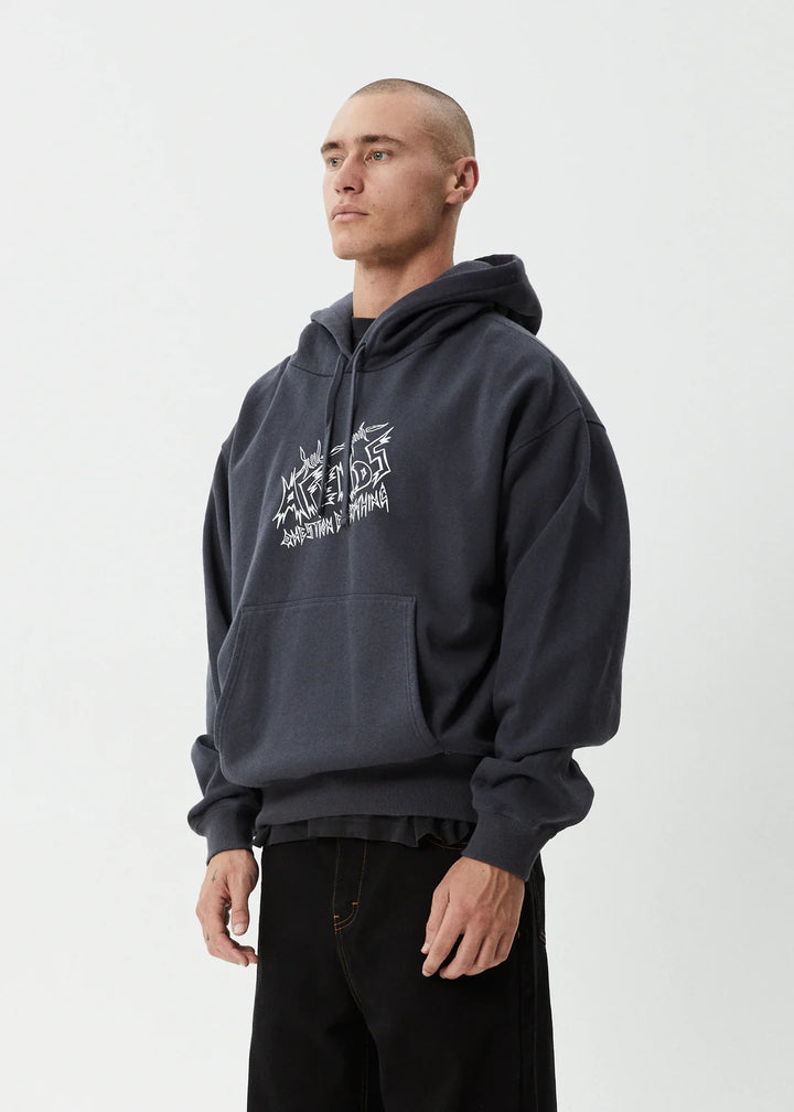 Afends Moments Recycled Boxy Pull On Hood - Charcoal