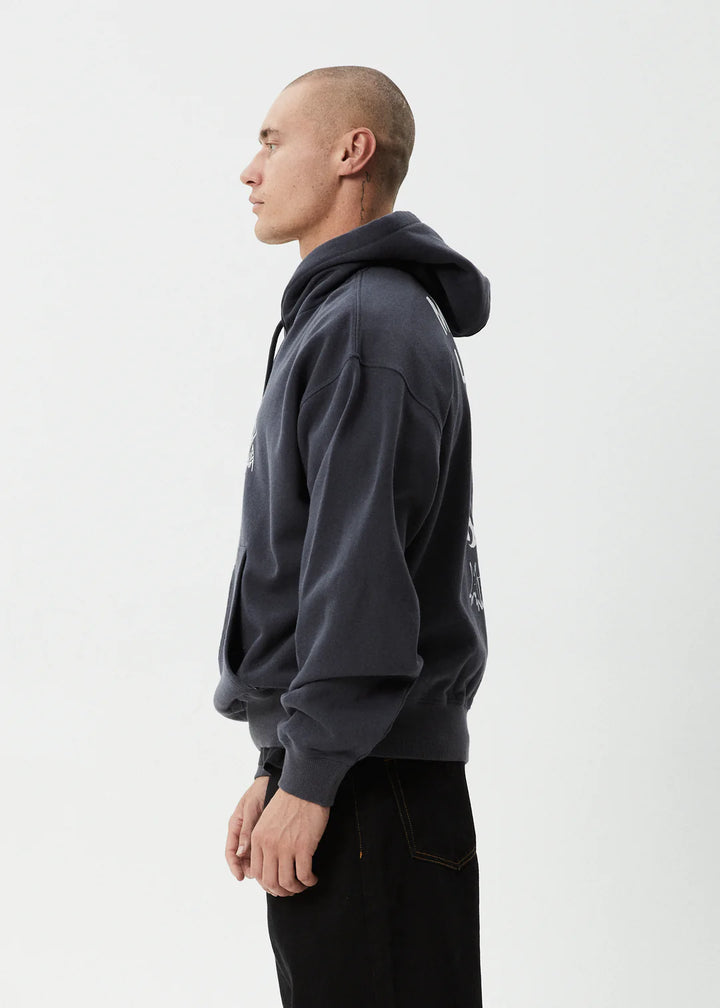 Afends Moments Recycled Boxy Pull On Hood - Charcoal