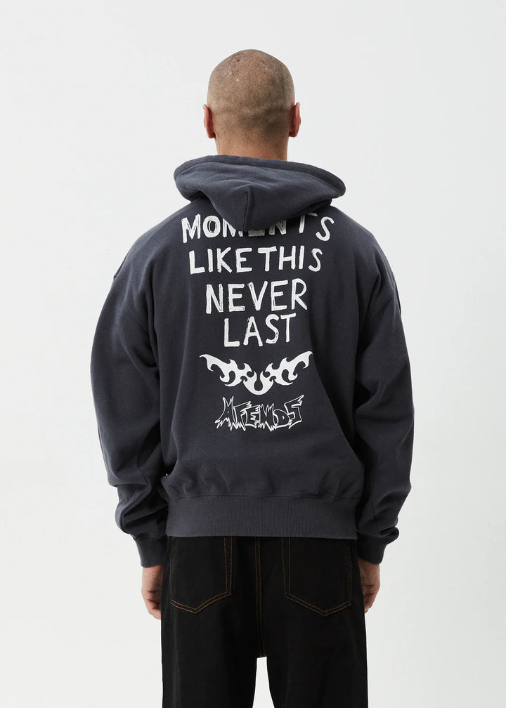 Afends Moments Recycled Boxy Pull On Hood - Charcoal