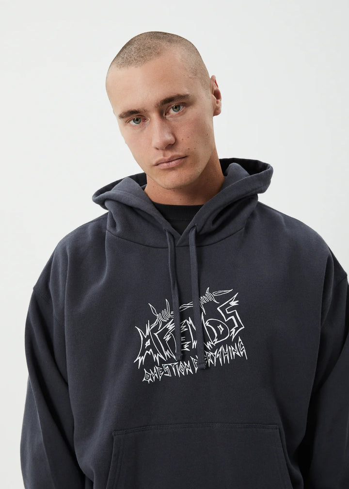 Afends Moments Recycled Boxy Pull On Hood - Charcoal