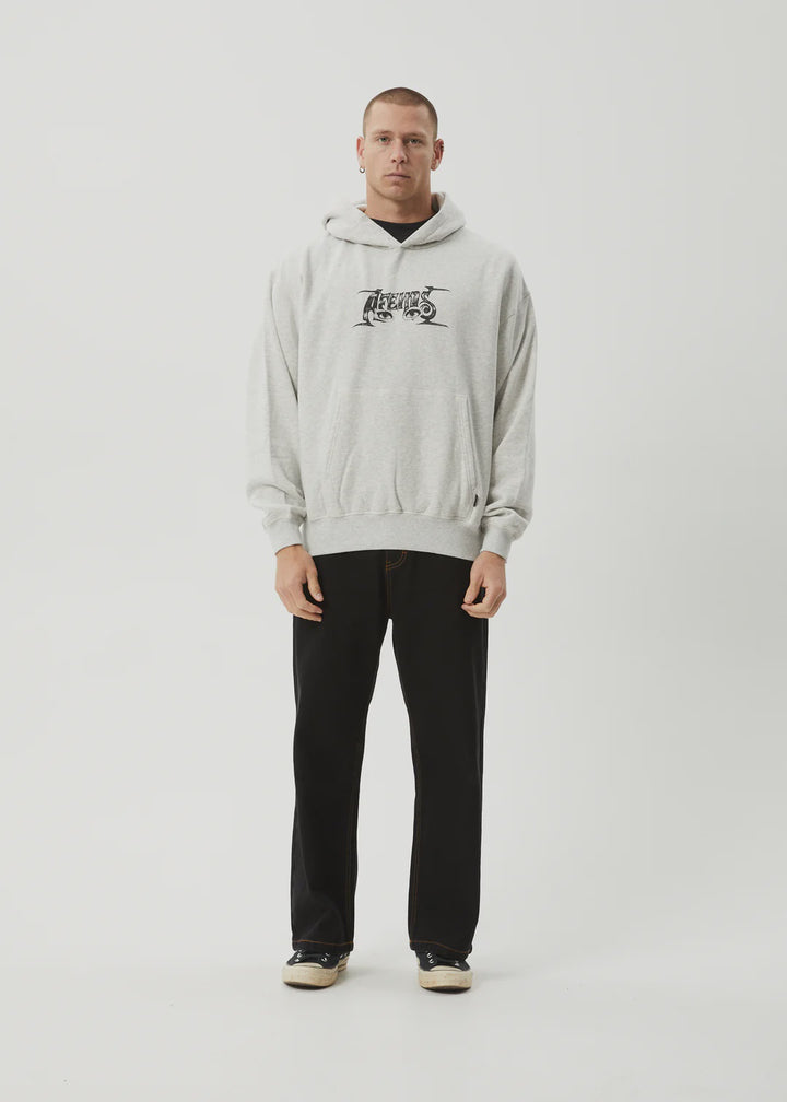 Afends All Eyez Recycled Boxy Pull On Hood - Charcoal