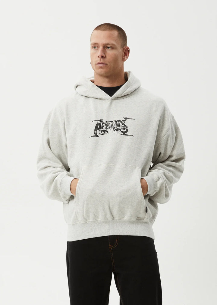 Afends All Eyez Recycled Boxy Pull On Hood - Charcoal