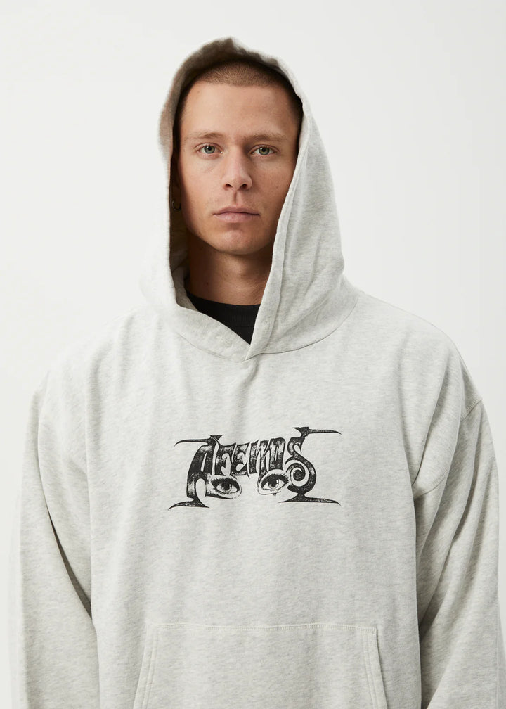 Afends All Eyez Recycled Boxy Pull On Hood - Charcoal