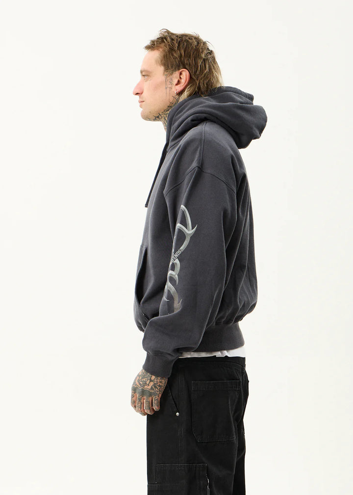 Afends My Tribe Recycled Bosy Pull On Hood - Charcoal