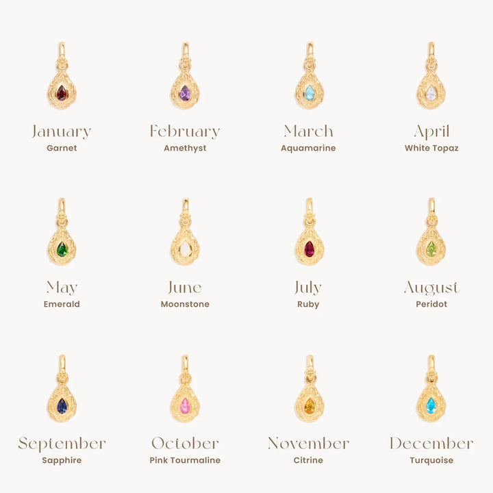 By Charlotte With Love Birthstone Annex Link Pendant-March/Aquamarine 18k Gold Vermeil