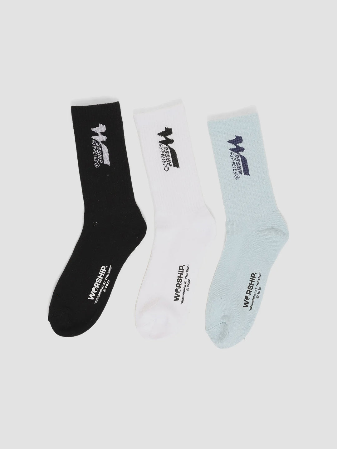 Worship Supplies Logomania Socks 3 Pack - White - Ice Melt - Black