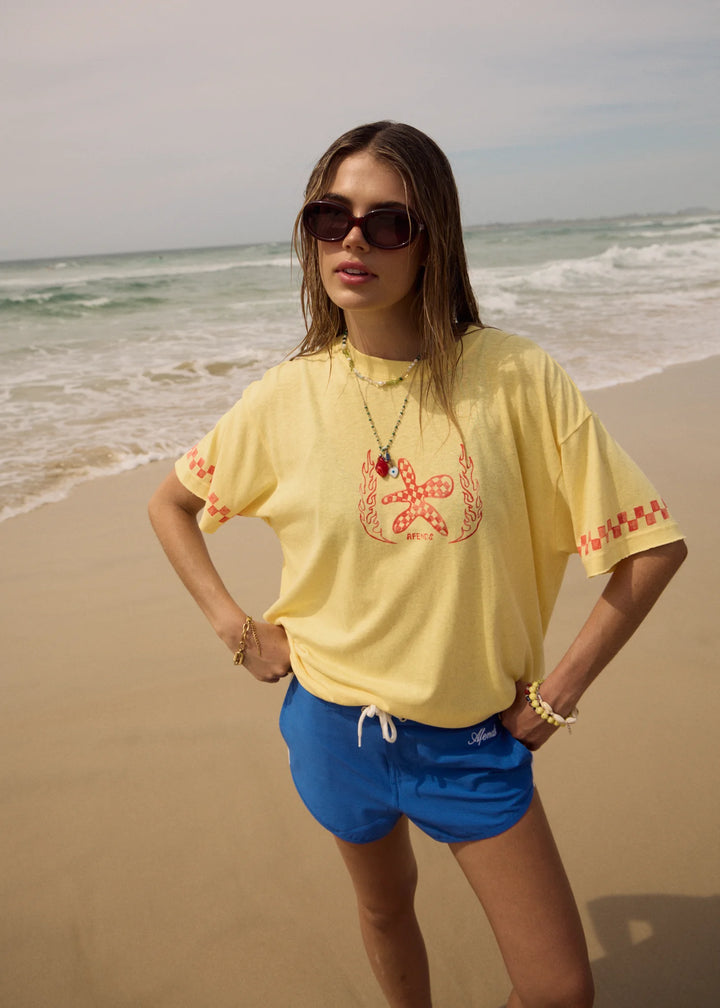 Afends Calda Oversized Tee-Lemon
