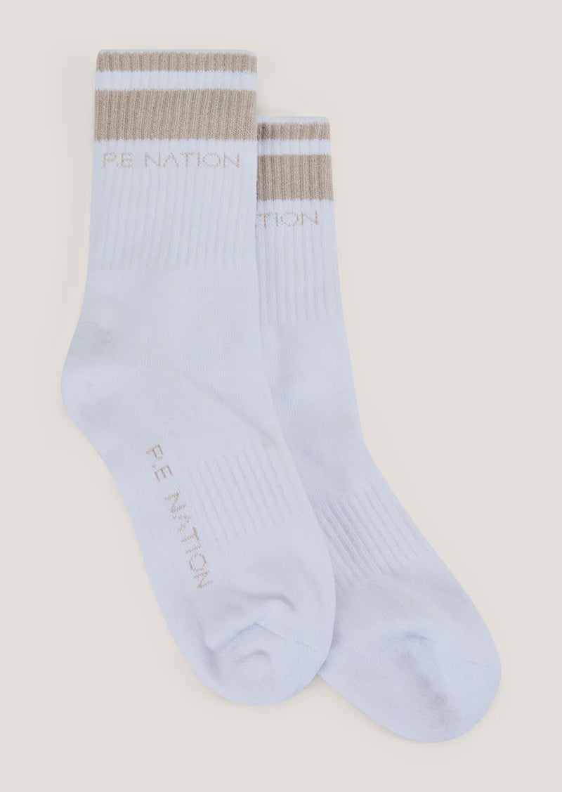 P.E Nation Homage Sock - Oatmeal/Optic White