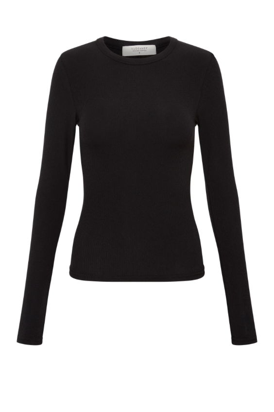 Nude Lucy Organic Rib Long Sleeve Tee - Black