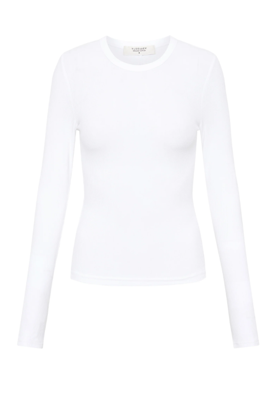 Nude Lucy Organic Rib Long Sleeve Tee - White