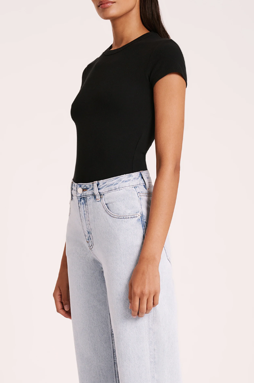 Nude Lucy Organic Rib Short Sleeve Tee - Black