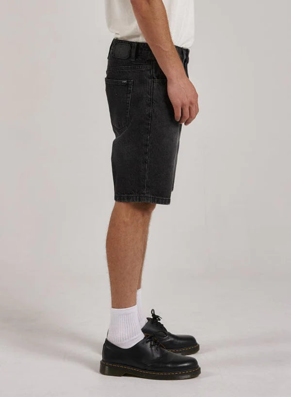 Thrills Chopped Hem Denim Short - Smoke Black